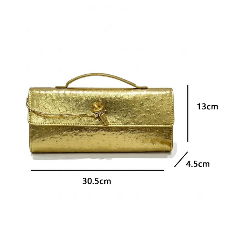 THE KNOT FLAP CLUTCH - Ostrich Embossed