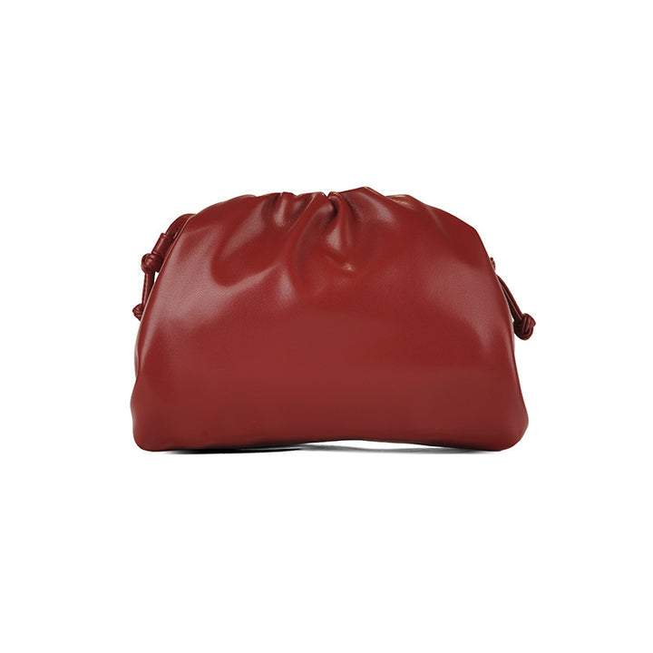 PU leather ruched solid crossbody handbag