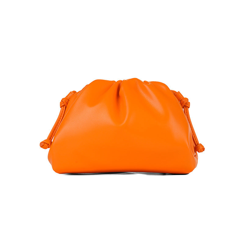 PU leather ruched solid crossbody handbag