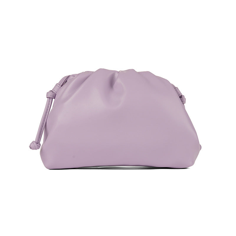PU leather ruched solid crossbody handbag