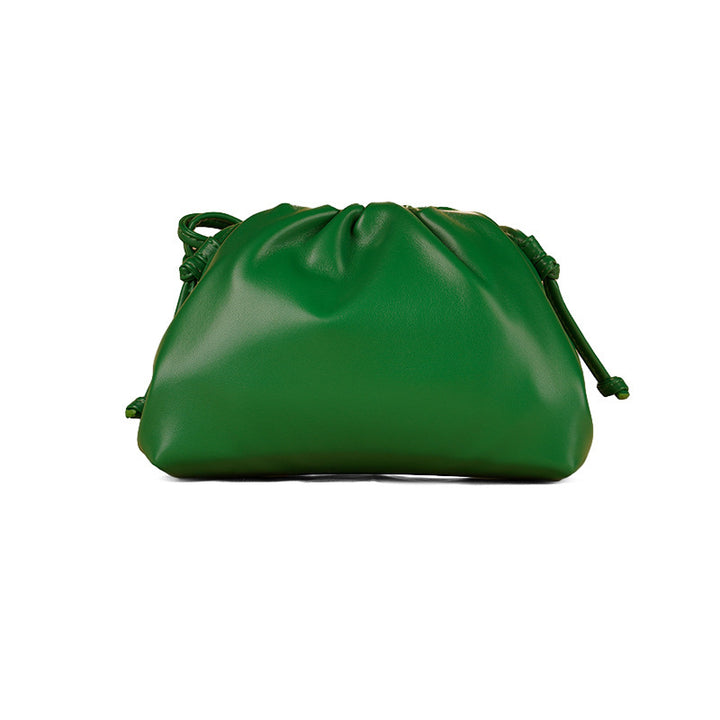 PU leather ruched solid crossbody handbag