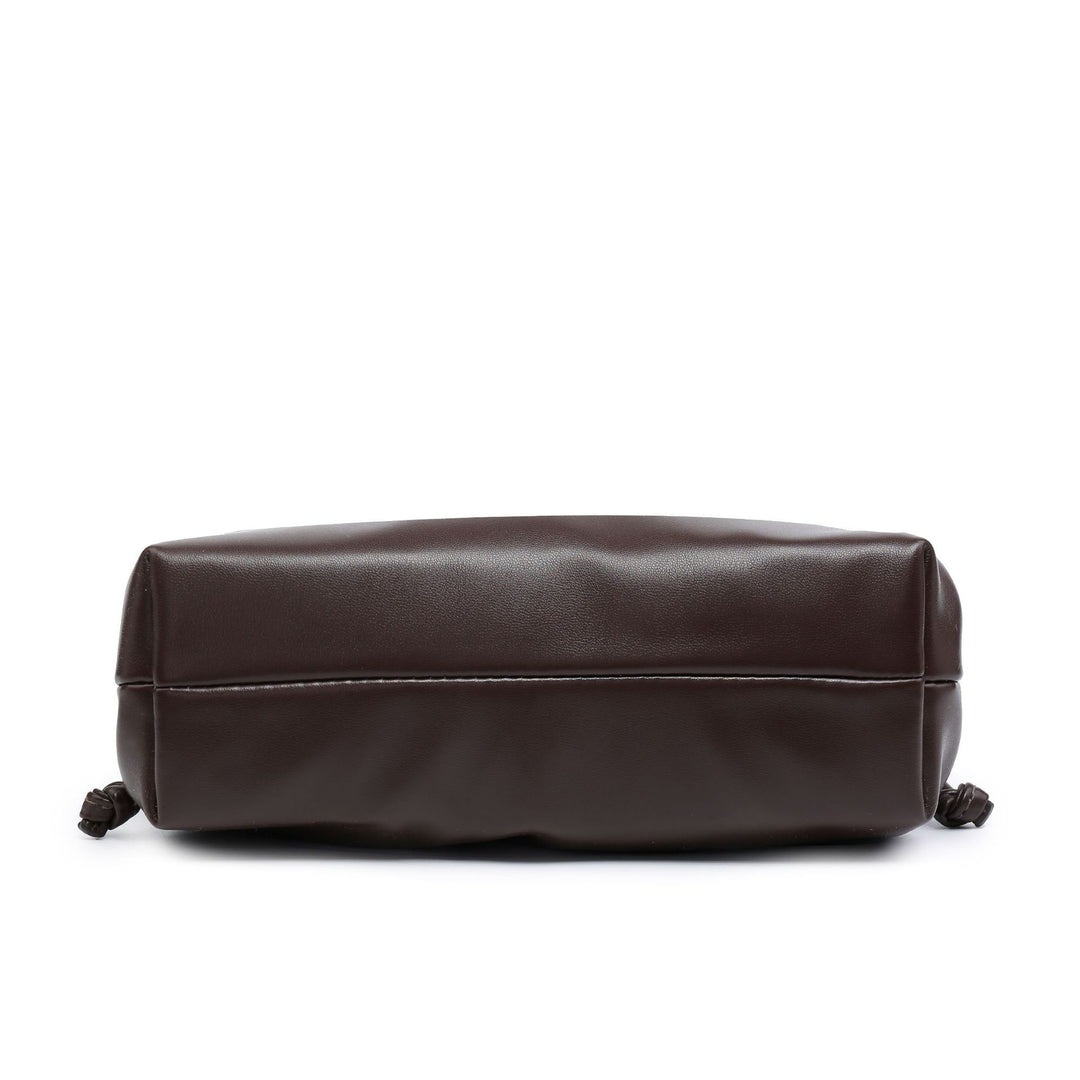 PU leather ruched solid crossbody handbag