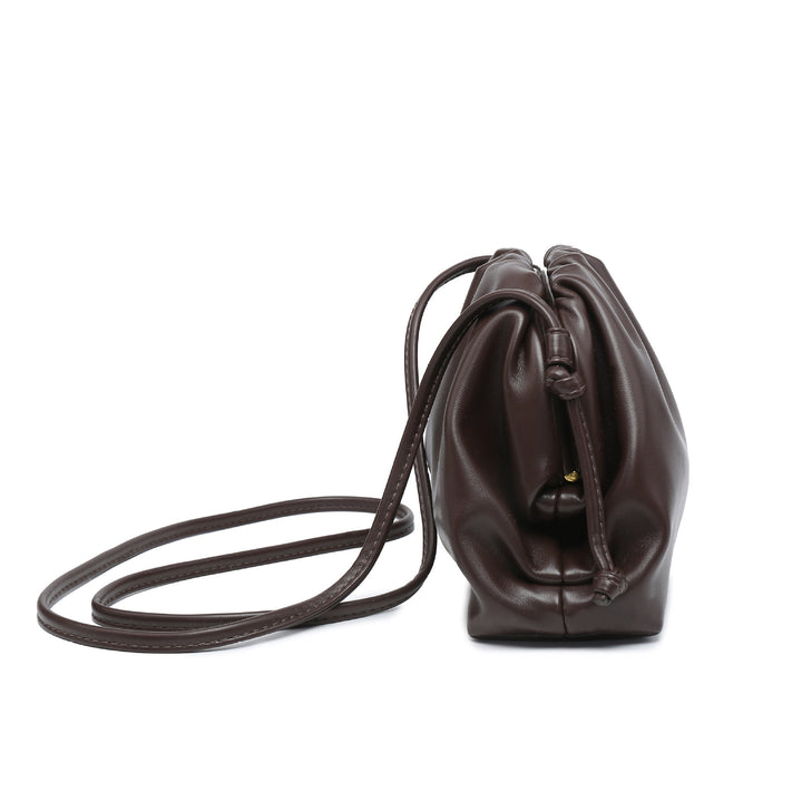 PU leather ruched solid crossbody handbag