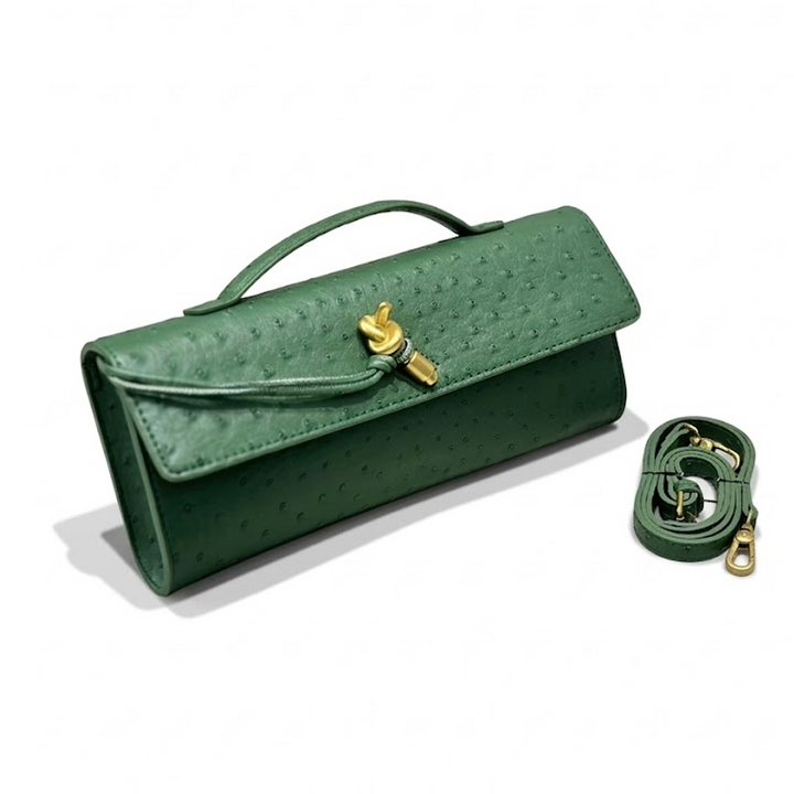 THE KNOT FLAP CLUTCH - Ostrich Embossed