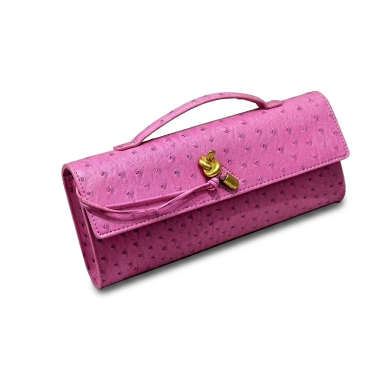 THE KNOT FLAP CLUTCH - Ostrich Embossed