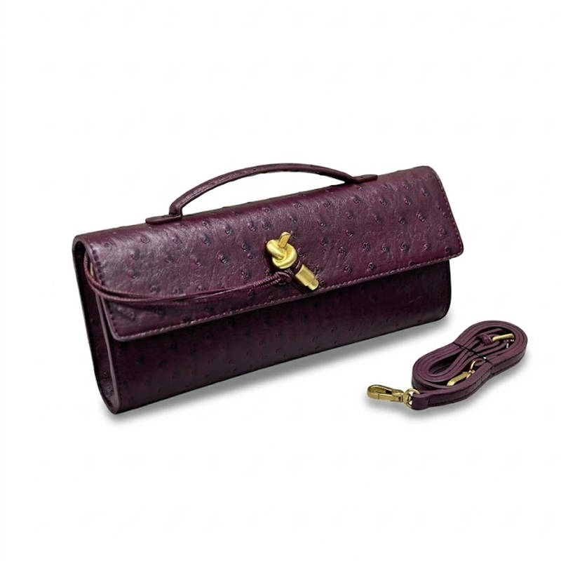 THE KNOT FLAP CLUTCH - Ostrich Embossed