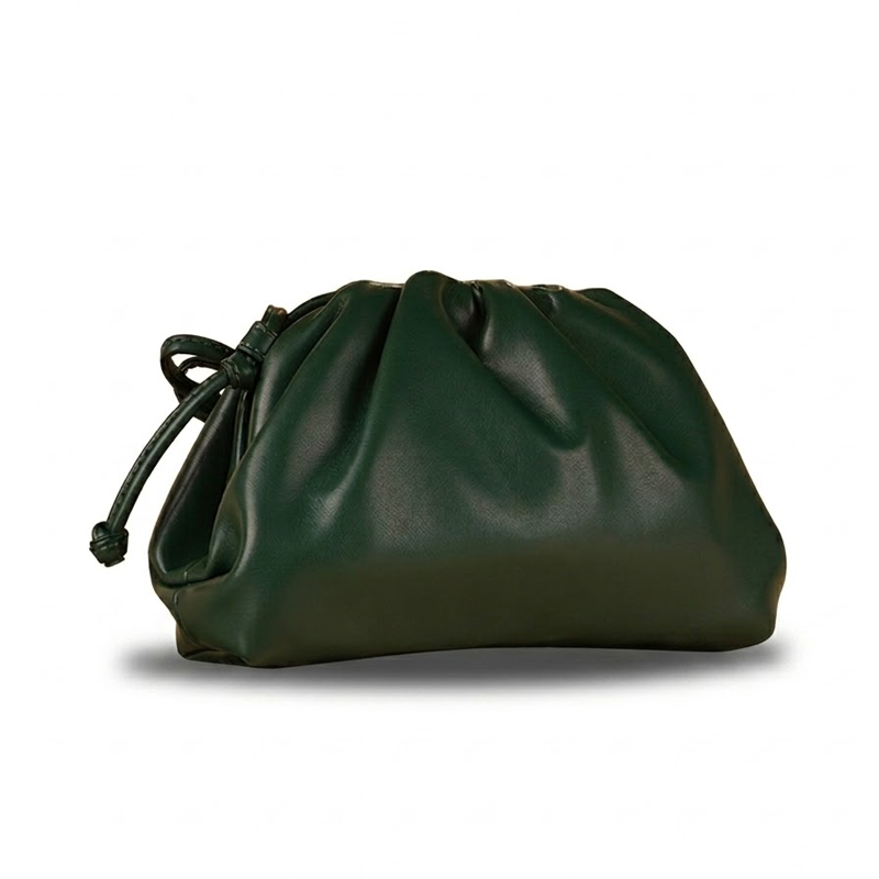 PU leather ruched solid crossbody handbag