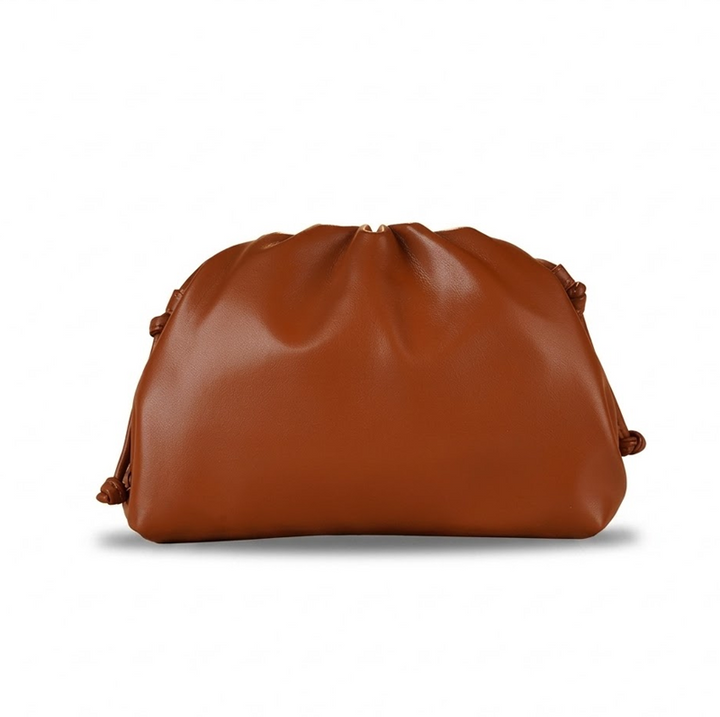 PU leather ruched solid crossbody handbag