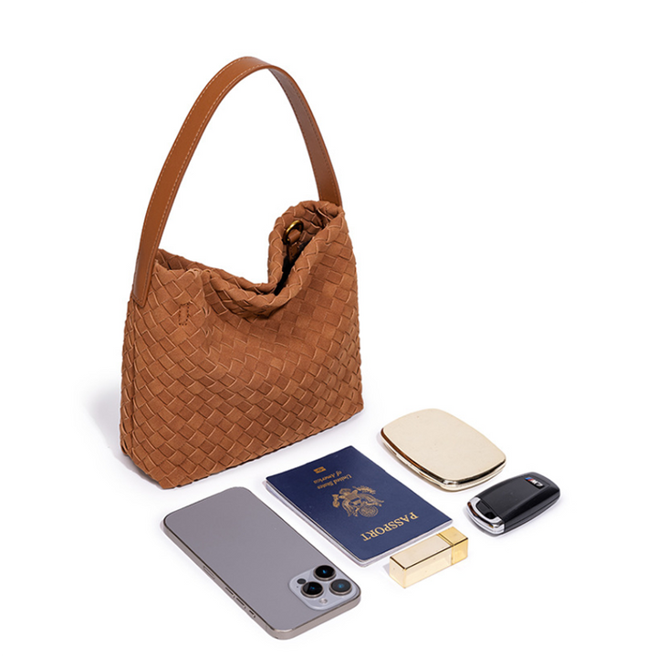 THE FAUX SUEDE BLOCK VOLUME TOTE