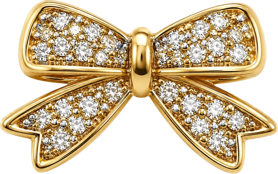 Gold Rhinestone Bow Charm