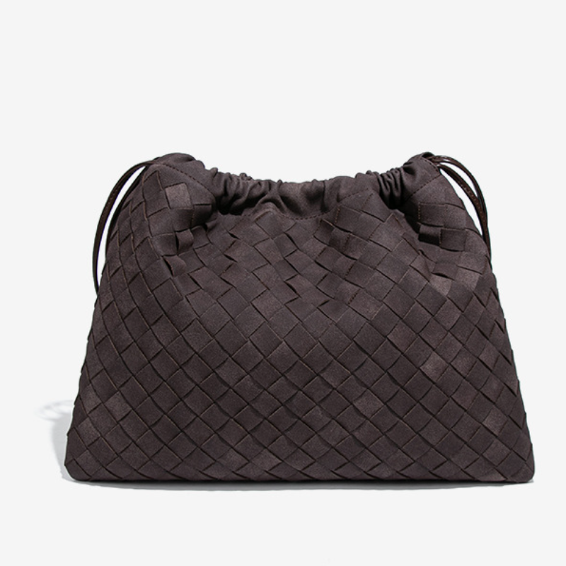 THE FAUX SUEDE DRAWSTRING POUCH