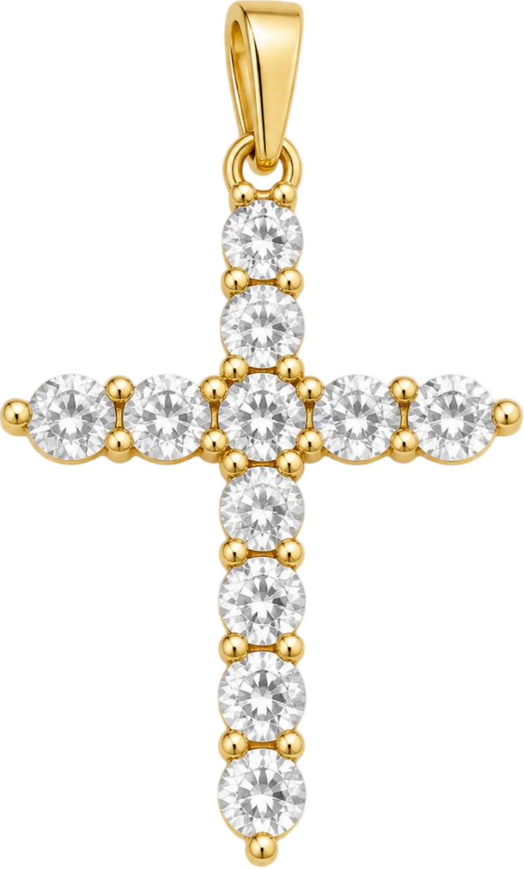 Gold CZ Cross Charm