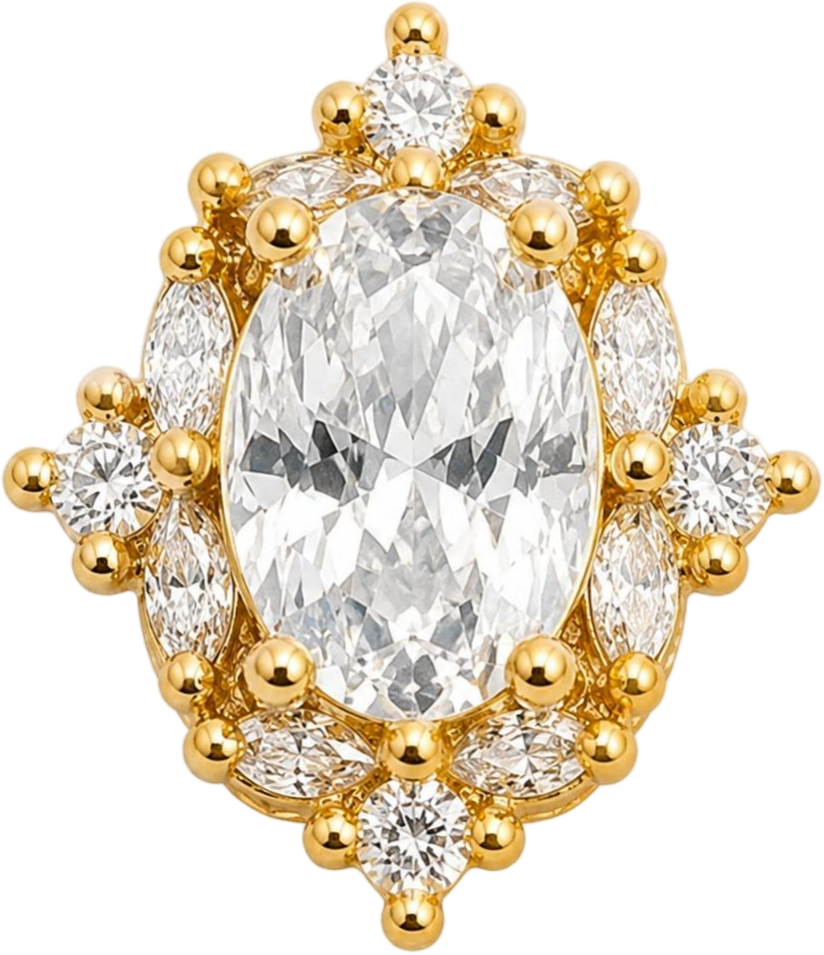 Gold White Gem Accent