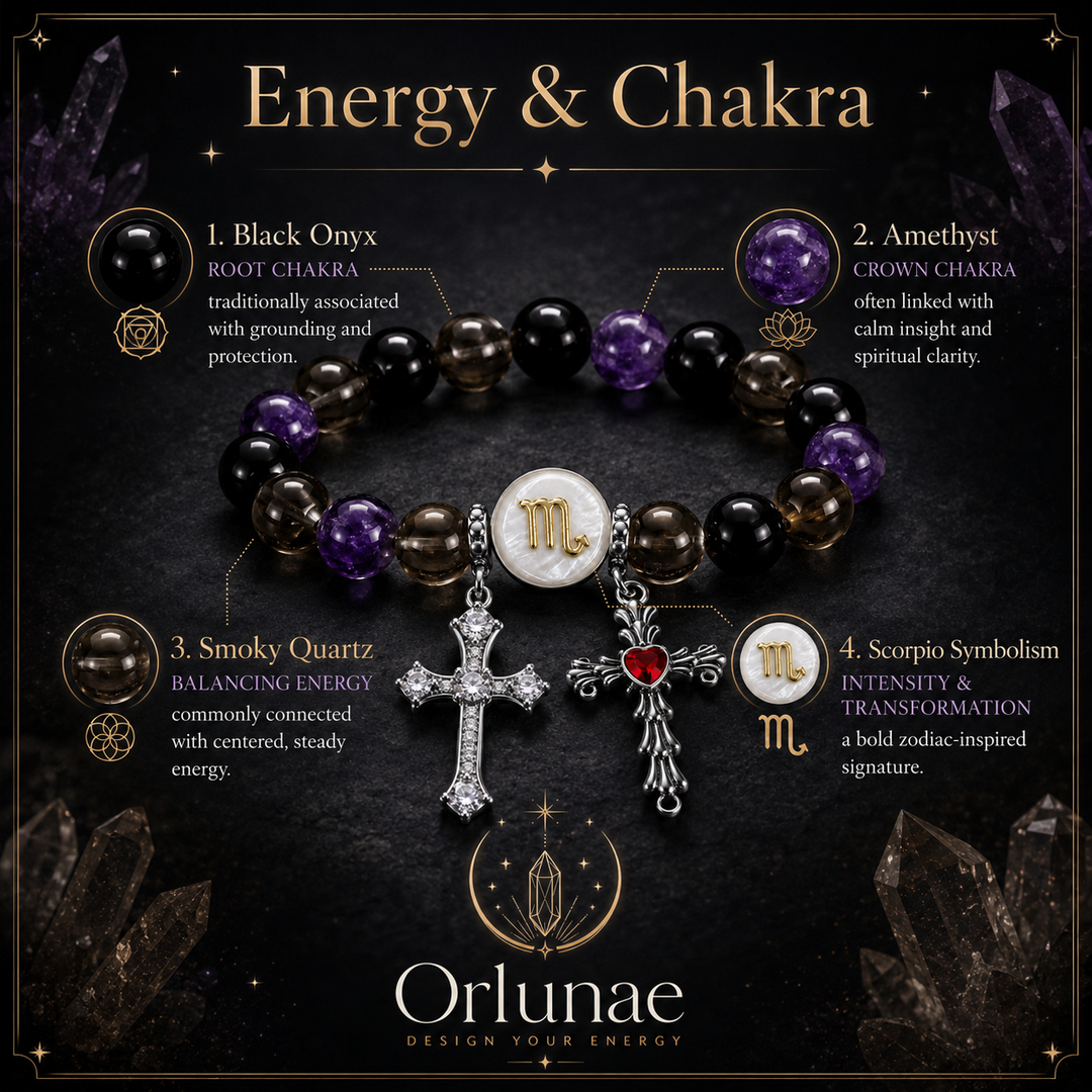 Scorpio Obsidian Amethyst Crystal Bracelet – Protection & Deep Intuition Energy