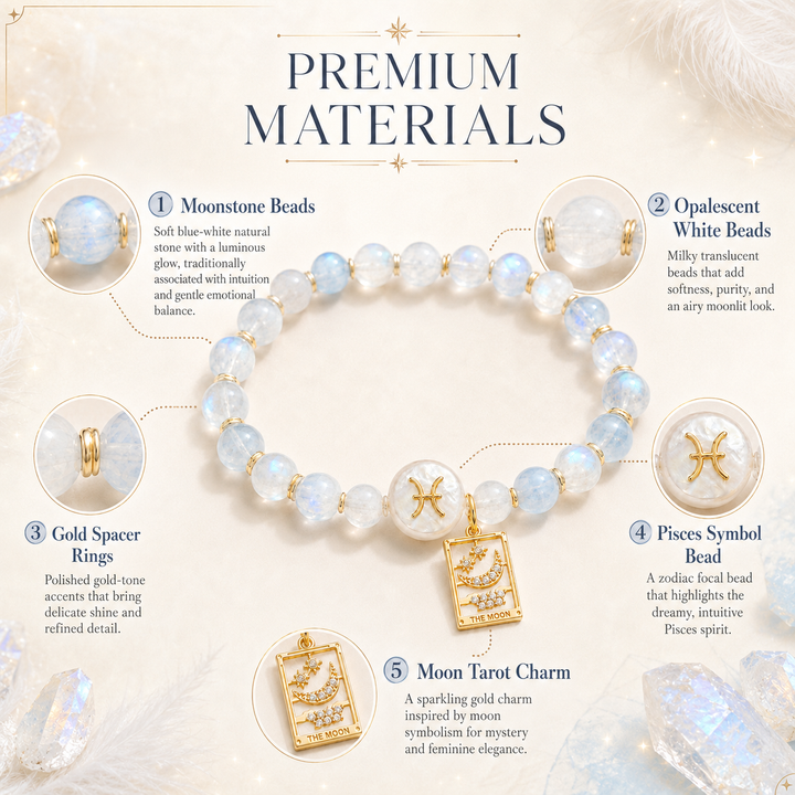 Pisces Moonstone Crystal Bracelet – Dream & Intuition Energy