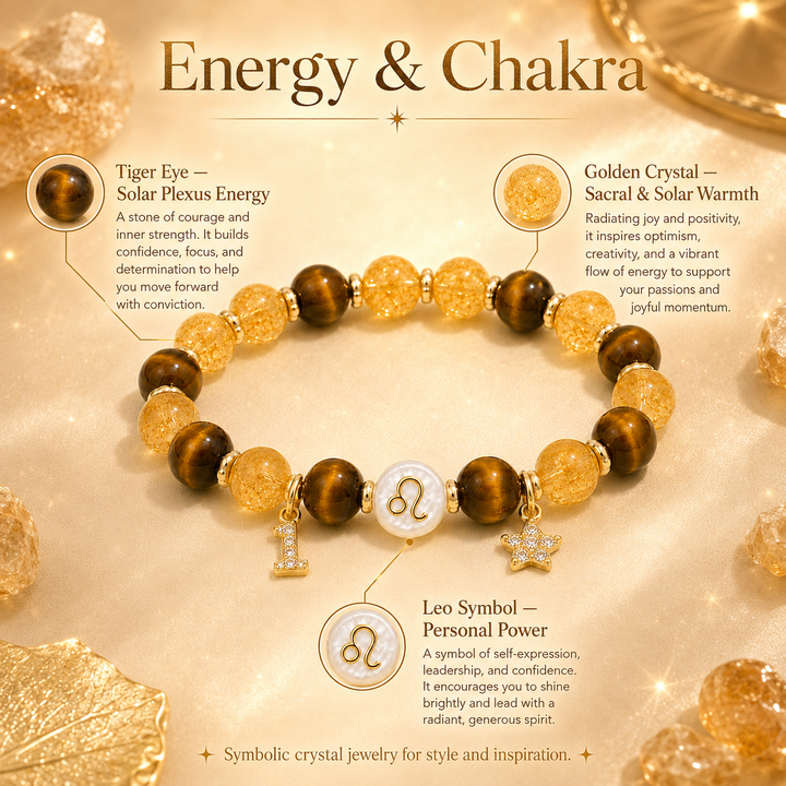 Leo Tiger's Eye & Citrine Crystal Bracelet – Confidence & Radiance Energy