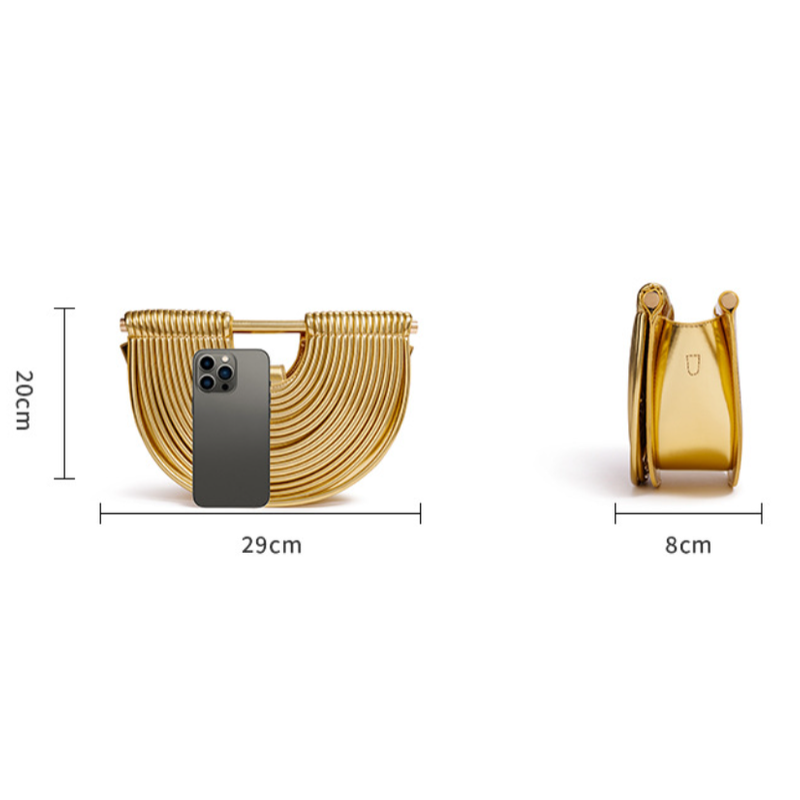 THE RADIAL PLEAT ARCHITECTURAL CLUTCH size chart 1